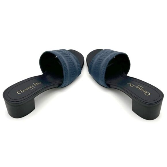 NIB-Christian Dior Dway Heeled Slide - Deep Blue - Sz 39/8.5 - Picture 3 of 6